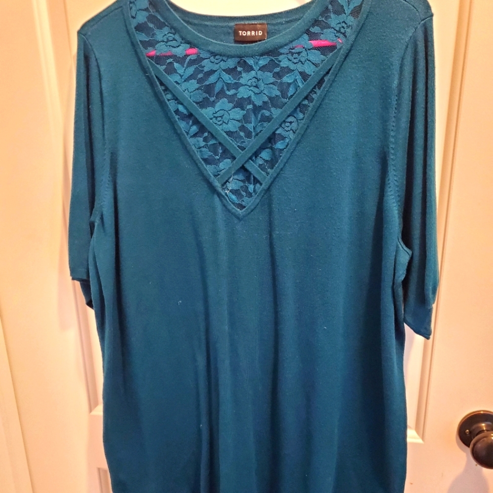 Lace front sweater